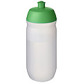 Fľaša na pitie 500ml, telo je matne priehľadné z mäkkého plastu, viečko je zelené