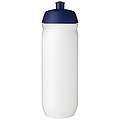 Fľaša na pitie 750ml, telo je biele z pružného plastu, viečko je modré