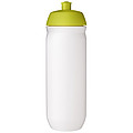 Fľaša na pitie 750ml, telo je biele z pružného plastu, viečko je svetlo zelené