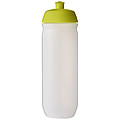 Fľaša na pitie 750ml, telo je matne číre z pružného plastu, viečko je svetlo zelené