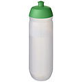 Fľaša na pitie 750ml, telo je matne číre z pružného plastu, viečko je zelené