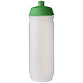 Fľaša na pitie 750ml, telo je matne číre z pružného plastu, viečko je zelené
