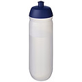 Fľaša na pitie 750ml, telo je matne priehľadné z pružného plastu, viečko je modré