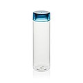 Fľaša na pitie z RPET, 600ml, priehľadná s modrým viečkom