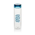 Fľaša na pitie z RPET, 600ml, priehľadná s modrým viečkom