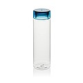 Fľaša na pitie z RPET, 600ml, priehľadná s modrým viečkom
