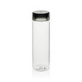 Fľaša na pitie z RPET, 600ml, priehľadná so sivým viečkom