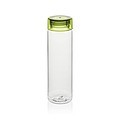 Fľaša na pitie z RPET, 600ml, priehľadná so zeleným viečkom