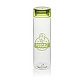 Fľaša na pitie z RPET, 600ml, priehľadná so zeleným viečkom