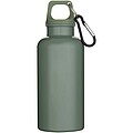 Fľaša na vodu s karabínou z recyklovaného plastu 400 ml, šedozelená
