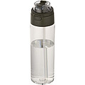 Fľaša na vodu z recyklovaného plastu RCS s viečkom s dvojitou funkciou a sklápacou slamkou, 700 ml, tmavozelená (hunter)