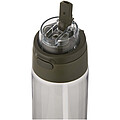 Fľaša na vodu z recyklovaného plastu RCS s viečkom s dvojitou funkciou a sklápacou slamkou, 700 ml, tmavozelená (hunter)