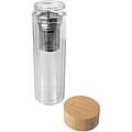 Fľaša s infuzérom z borosilikátového skla s bambusovým viečkom 400 ml, priehľadná