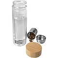 Fľaša s infuzérom z borosilikátového skla s bambusovým viečkom 400 ml, priehľadná