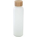 Fľaša z matného sodnovápenatého skla s bambusovým viečkom 500 ml, biela