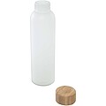 Fľaša z matného sodnovápenatého skla s bambusovým viečkom 500 ml, biela