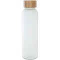 Fľaša z matného sodnovápenatého skla s bambusovým viečkom 500 ml, biela