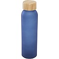 Fľaša z matného sodnovápenatého skla s bambusovým viečkom 500 ml, tmavotyrkysová