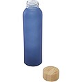 Fľaša z matného sodnovápenatého skla s bambusovým viečkom 500 ml, tmavotyrkysová