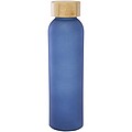 Fľaša z matného sodnovápenatého skla s bambusovým viečkom 500 ml, tmavotyrkysová