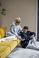 FRAZADA Unisex mikinová televízna deka, tmavomodrá
