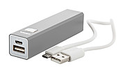 Hliníková powerbanka 2200mAh, strieborná