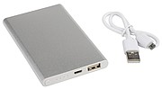Hliníková powerbanka s kapacitou 4000 mAh v elegantnom kovovom puzdre, strieborná