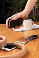 Hliníkové RFID puzdro na karty s PU peňaženkou, čierna