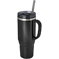 Hrnček so slamkou 1200 ml, čierna