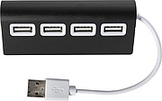 HUBERT Hliníkový USB rozbočovač so 4 portami, čierny