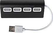 HUBERT Hliníkový USB rozbočovač so 4 portami, čierny