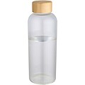 Jednostenná borosilikátová sklenená fľaša s bambusovým viečkom 650 ml, transparentná
