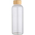 Jednostenná borosilikátová sklenená fľaša s bambusovým viečkom 650 ml, transparentná