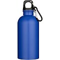 Jednostenná fľaša na vodu z nehrdzavejúcej ocele s karabínou a matným povrchom 400 ml, kráľovská modrá
