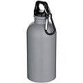 Jednostenná fľaša na vodu z nehrdzavejúcej ocele s karabínou a matným povrchom 400 ml, sivá