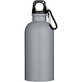 Jednostenná fľaša na vodu z nehrdzavejúcej ocele s karabínou a matným povrchom 400 ml, sivá
