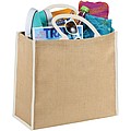 Jutová darčeková taška na nosenie, béžová, biela