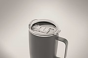 KADIR Dvojstenný nerezový termohrnček s viečkom a korkovým dnom, 300 ml, sivá