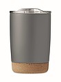 KADIR Dvojstenný nerezový termohrnček s viečkom a korkovým dnom, 300 ml, sivá