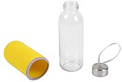 KASKADA Sklenená fľaša na pitie s neoprénovým obalom, 450ml, žltá