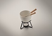 Keramická sada na fondue, biela