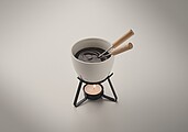 Keramická sada na fondue, biela