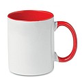 Keramický hrnček 300 ml biely, uško a vnútorná časť červená