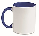 Keramický hrnček 300 ml biely, uško a vnútorná časť kráľovská modrá