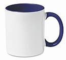 Keramický hrnček 300 ml biely, uško a vnútorná časť námornícka modrá