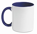 Keramický hrnček 300 ml biely, uško a vnútorná časť námornícka modrá