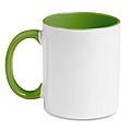 Keramický hrnček 300 ml biely, uško a vnútorná časť zelená