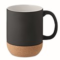 Keramický hrnček, 300ml, s korkovým dnom, čierny