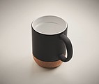 Keramický hrnček, 300ml, s korkovým dnom, čierny