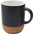 Keramický hrnček o objeme 300 ml s korkovými detailmi a matným povrchom, čierna